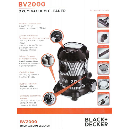 Black Decker Drum Vacuum Cleaner BV2000